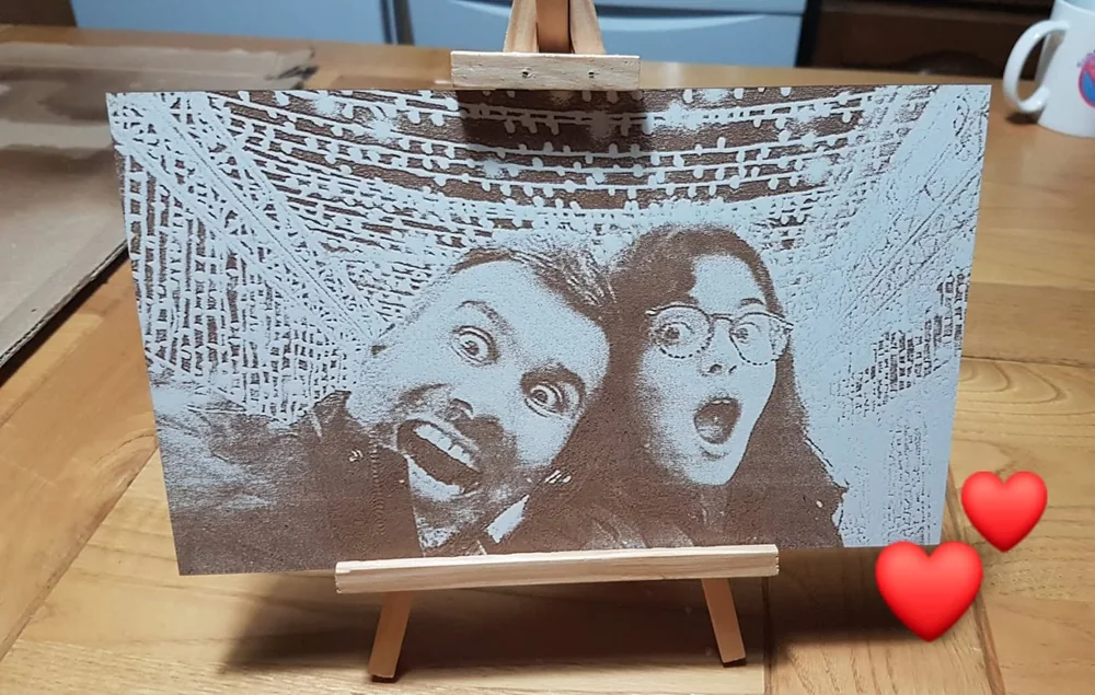 Imagem fotográfica reproduzida numa peça decorativa para expor.