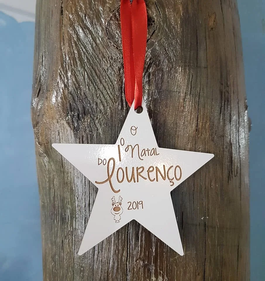 Estrela com mensagem ou nome para decorar e oferecer no Natal.