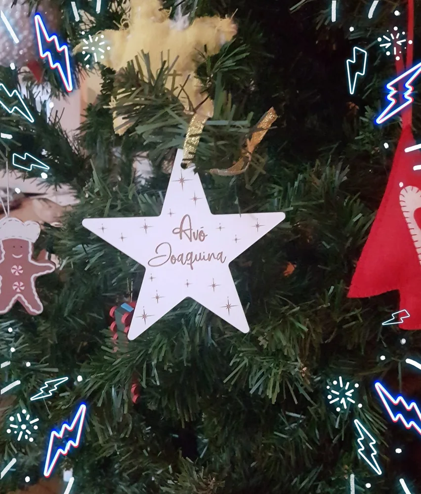 Estrela com mensagem ou nome para decorar e oferecer no Natal.