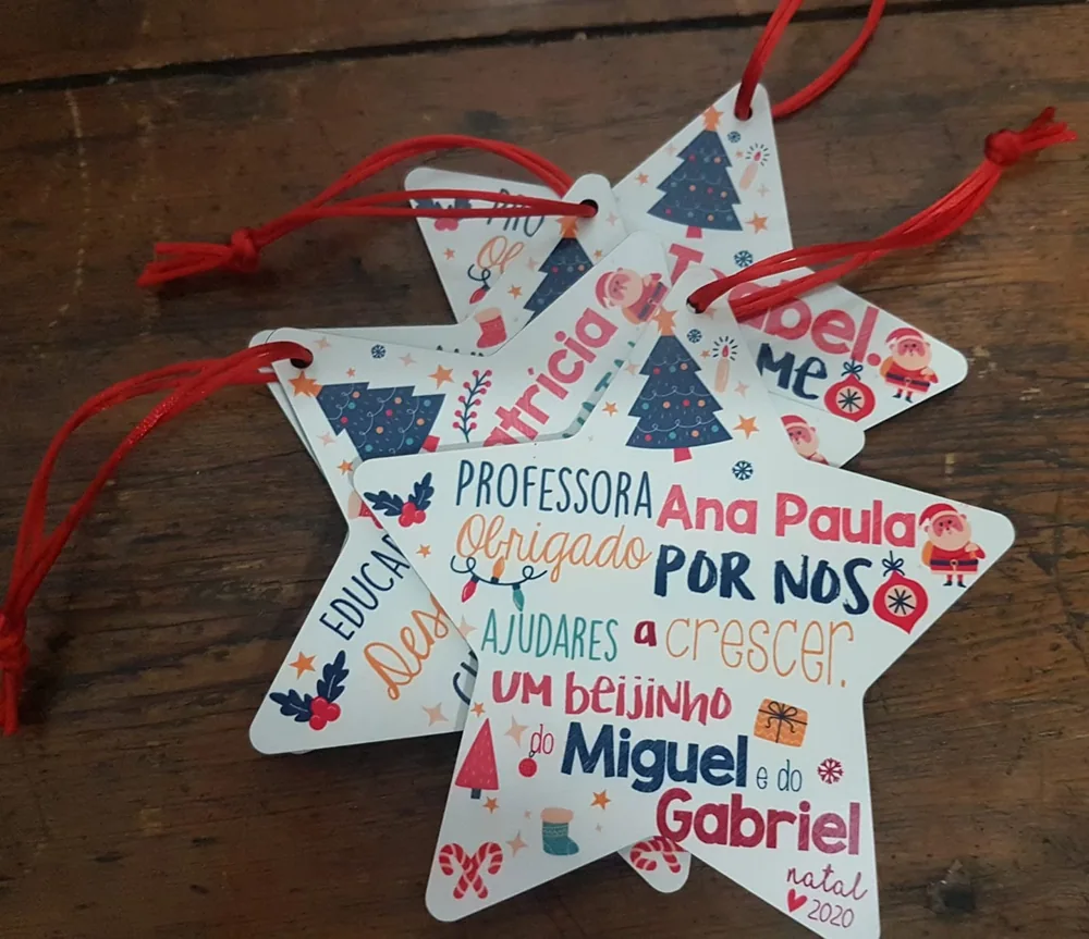 Estrela com mensagem ou nome para decorar e oferecer no Natal.