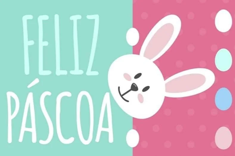 Composição gráfica alusiva à Páscoa.
