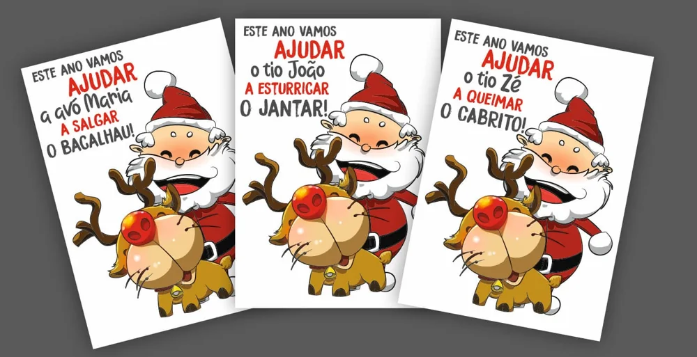 Pequenas peças com mensagens e ilustrações para oferecer.