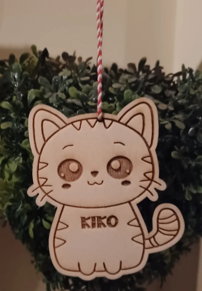 Peça personalizada com elementos pendentes, fios ou detalhes decorativos.