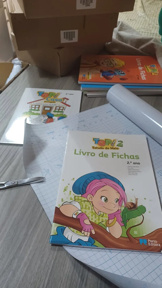 Livros, cadernos e materiais para organizar o regresso às aulas.