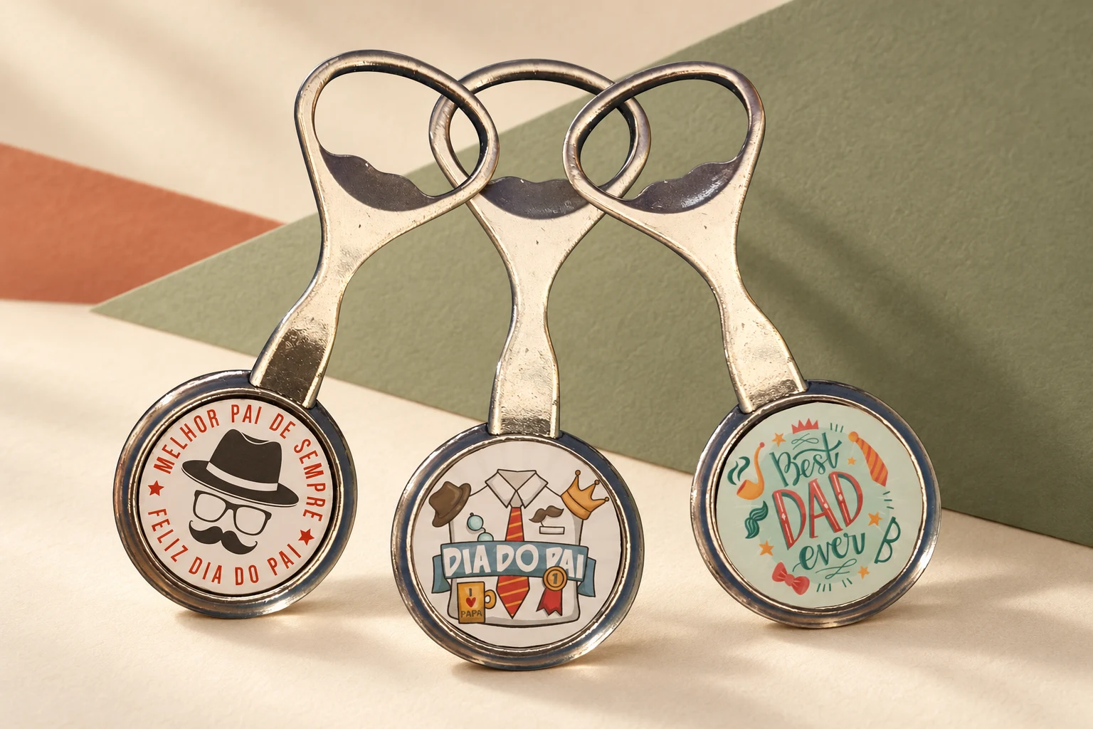 Porta-chaves personalizados realizados na WORKJUNIOR, apresentados sobre fundo claro